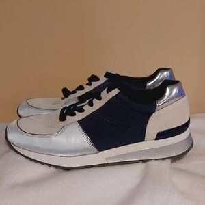 Brand New Womens Silver and Navy Sneakers